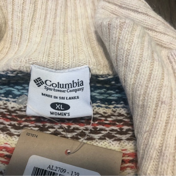 NWT Columbia Serendipity Fairisle Full Zip Women’s Sweater Sz XL Cream/Multi - Picture 5 of 12
